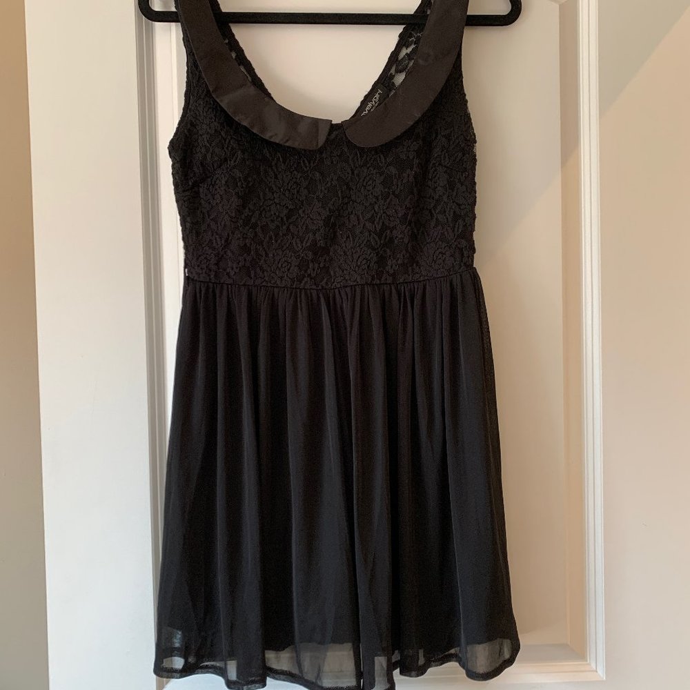 Black lace dress with collar detail